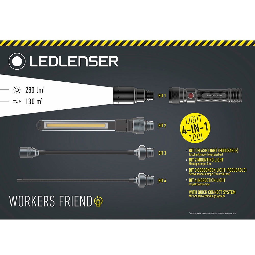 Workers Friend 4-i-1 lampe 280 lm fleksibelt hode detalj